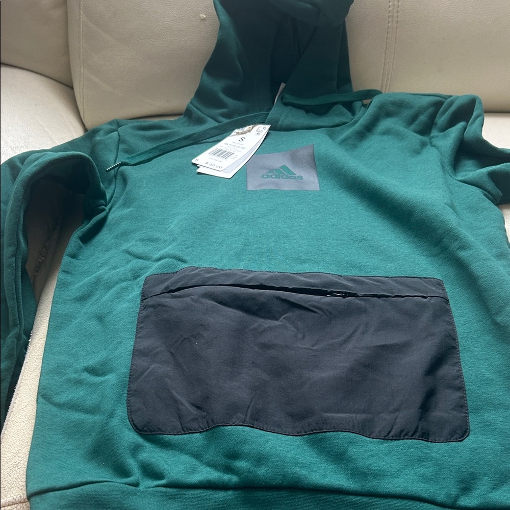 Adidas Green and Black Men's Cardigan Sweater